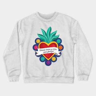 Mexican Sacred Heart / Frida Kahlo's Quote by Akbaly Crewneck Sweatshirt